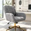 Chaise de bureau pivotante en faux alpaga et base dorée-294893511