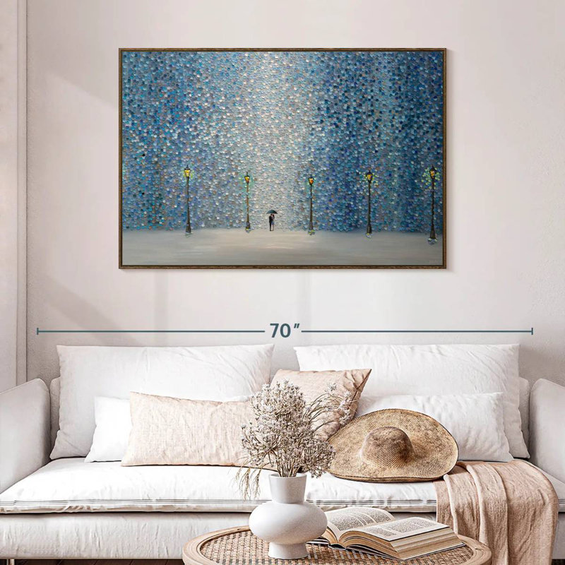 Kiss Under The Rain, 46" X 31", Floating Frame Walnut