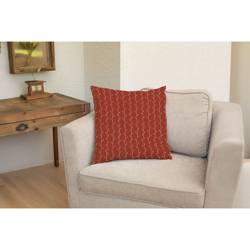 Coussin décoratif Vine Branch, Brique argile florale, Carré 26 po