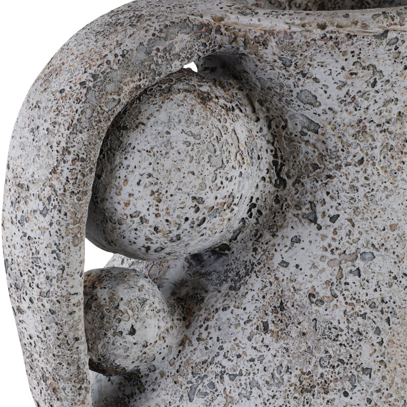 Grand vase de table rustique en terre cuite avec orbes sous les poignées - Vases contemporains pour fleurs et intérieurs décoratifs - 26 po, gris