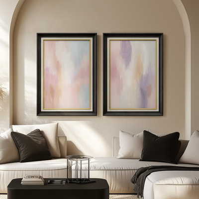 «Soft Pastel Blush», ensemble de 2 reproductions d'art encadrées de qualité supérieure sur papier 26 po x 36 po