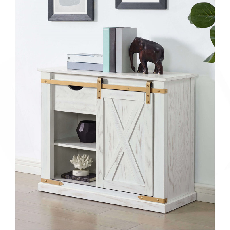 Rustic Style Antique White 1Pc Sofa Table Living Room Side Table W Drawers Barnyard Design