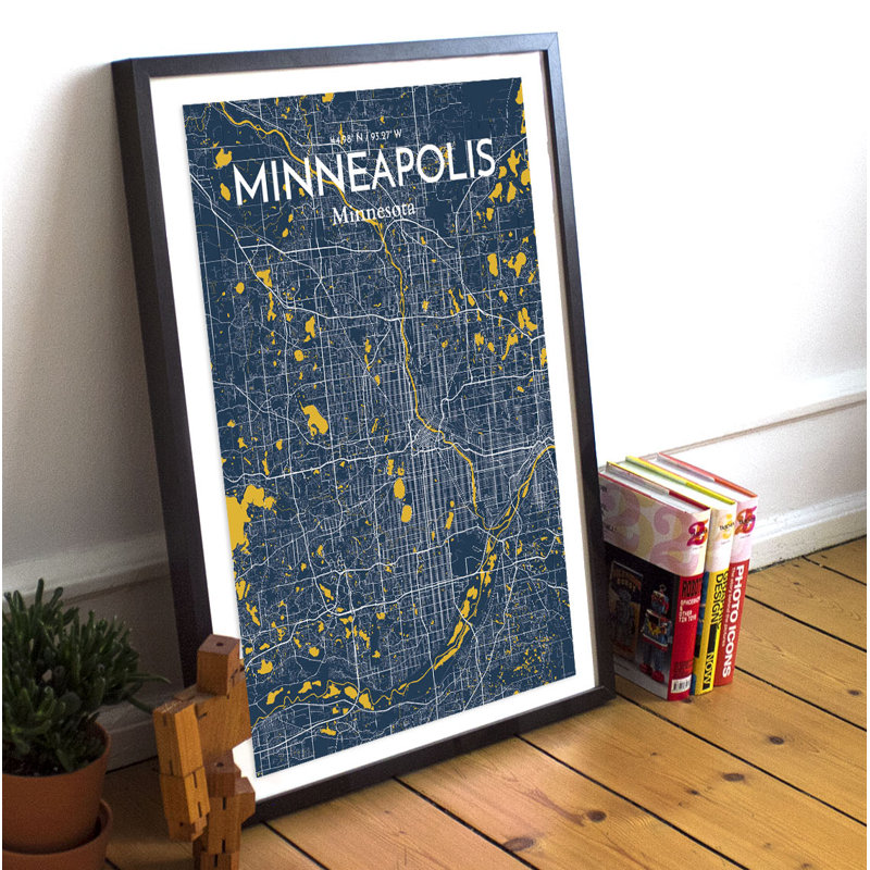 Minneapolis City Map - No Frame Print, 43.2 cm H x 27.9 cm x 0.13 cm D