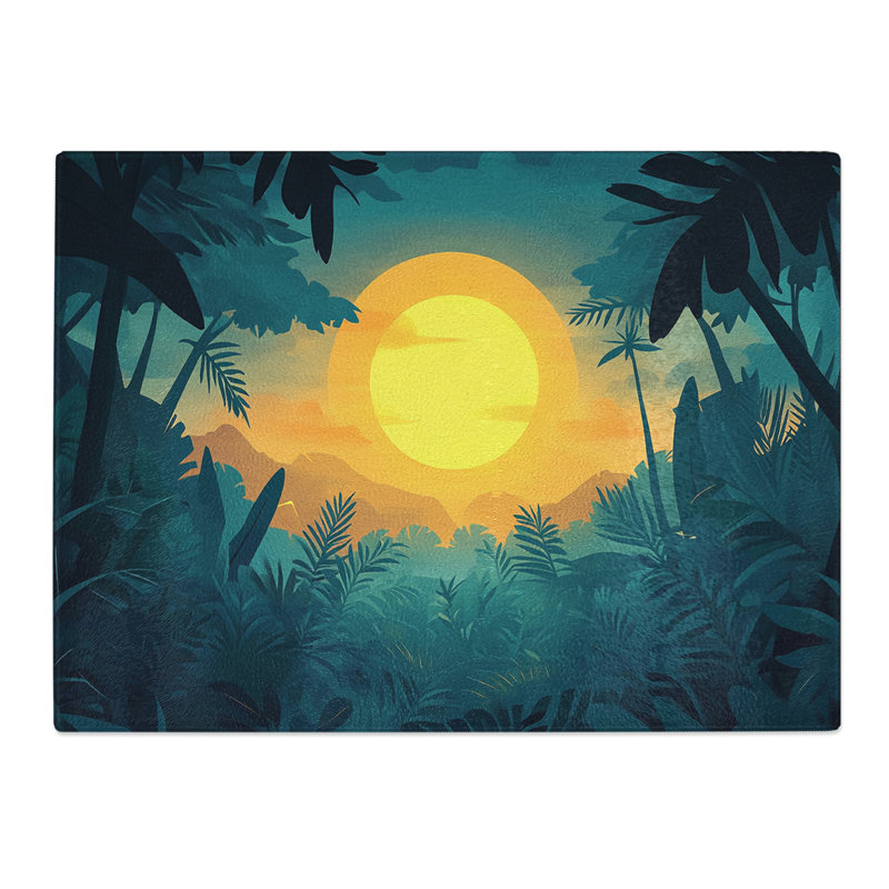 Jungle Sunset  Glass Chopping Board