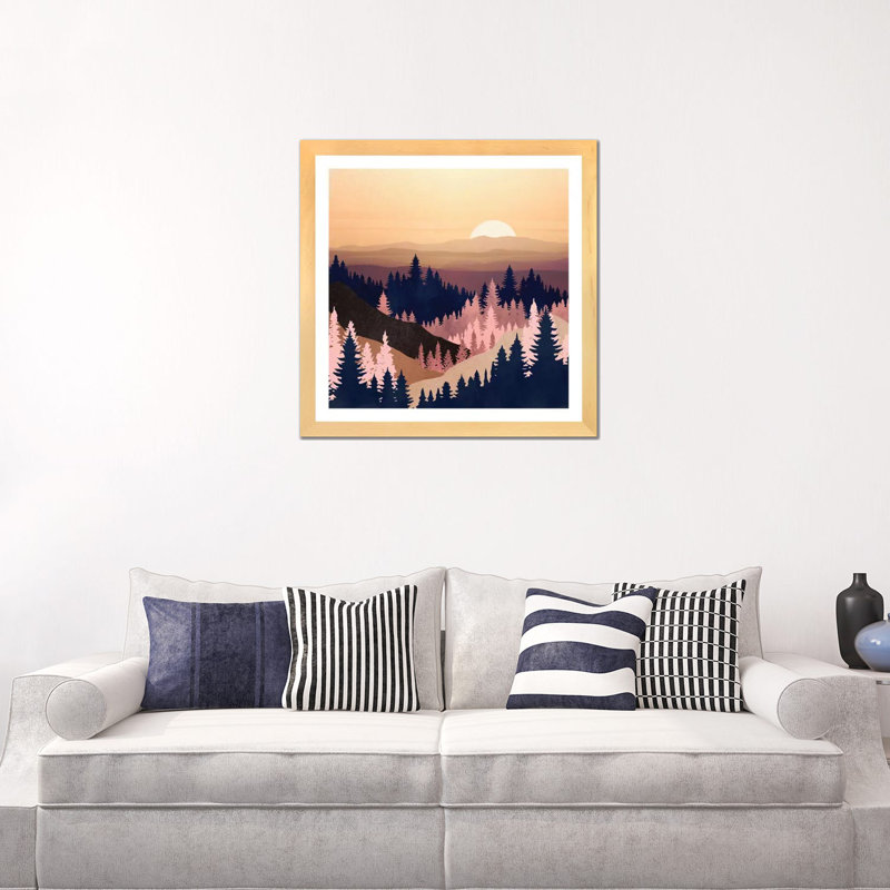 Summer Dusk - impression d'art graphique, Aucun mat, H 18 po x l 18 po x 1,5 po, Toile avec cadre noir
