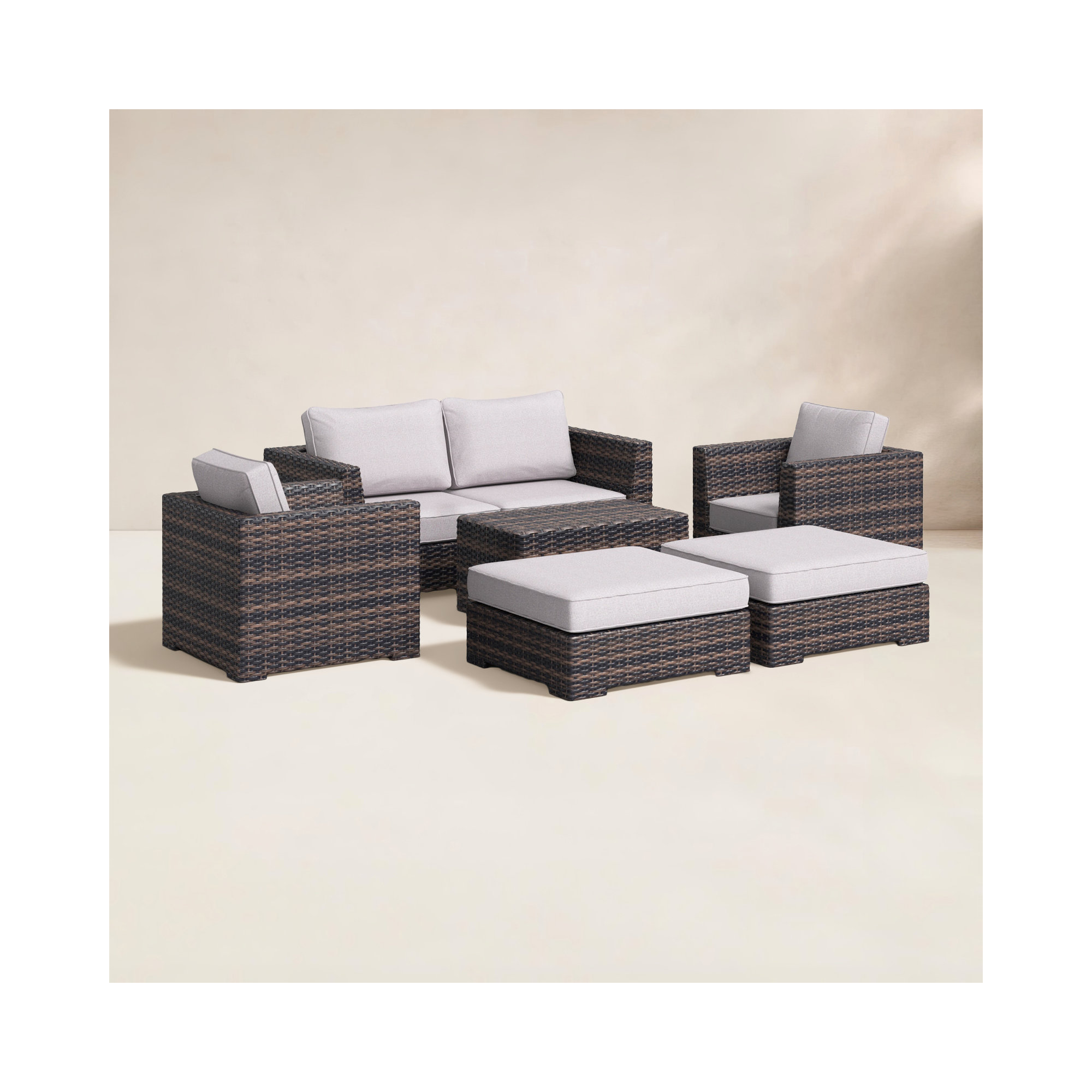 Paniagua Wicker Fully Assembled 6 - Person Seating Group with Cushions