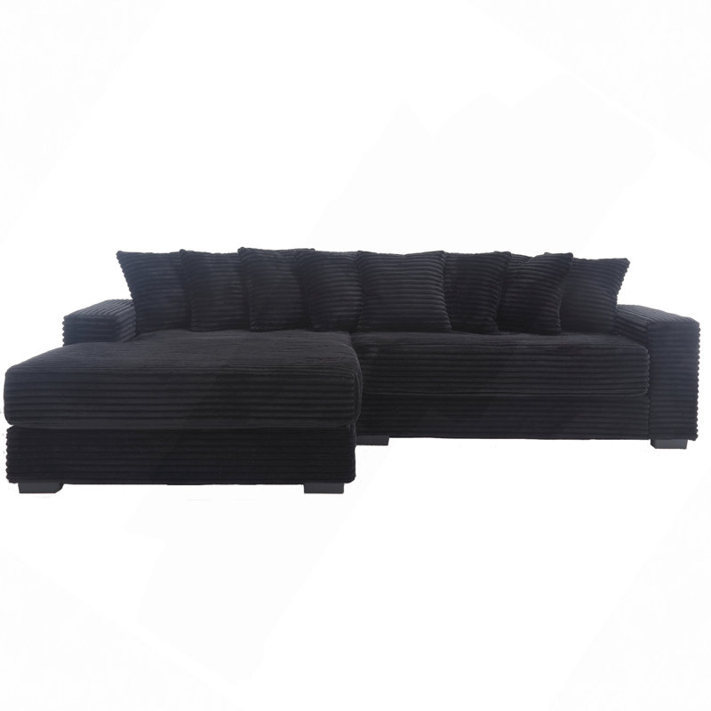 Oversized Two-Piece  Couches,  L Shaped Sofa, Corduroy,With Armrests,Eight Throw Pillows,Corner Sofa,Easy To Assemble