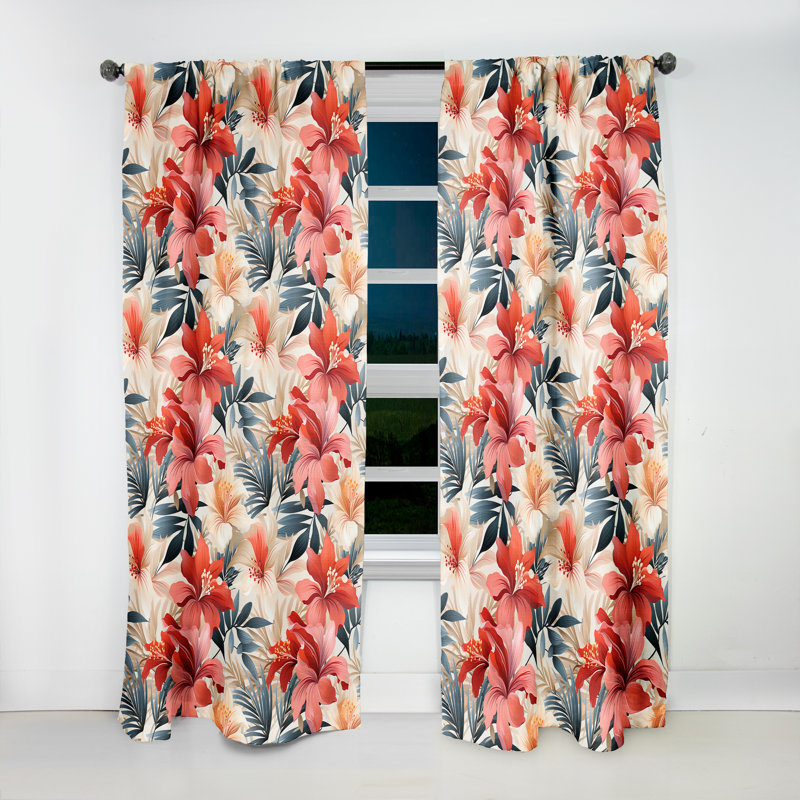 Tropical Whisper - motif tropical II - rideau en velours tropical - obscurcissant - 1 panneau, L 52 po x L 63 po