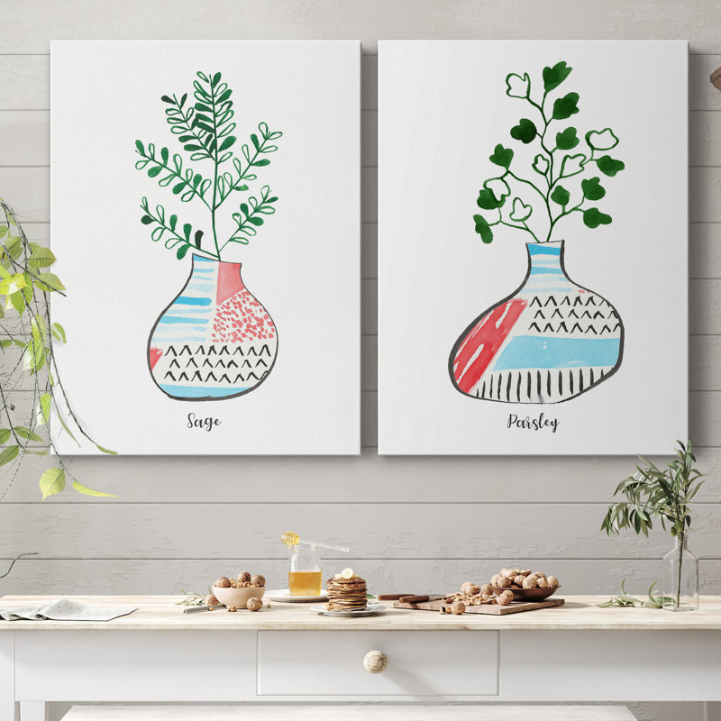 Herb Garden Persil - ensemble de 2 reproductions d'art, H 48 po x l 72 po x P 1 po, Toile tendue, Pas de tapis