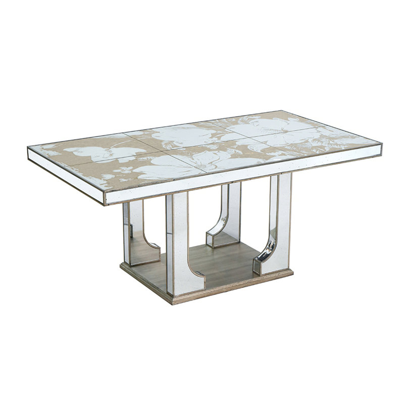 Grande table de salle à manger à miroir 71 po x 39,5 po x 31,5 po