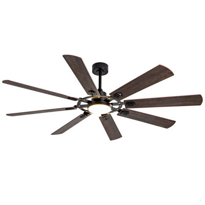 Large Ceiling Fan With Light: Modern 72-Inch 8-Blade Outdoor Ceiling Fan With Remote Control - Dimmable Black Large Fan Light For Indoor Use, Reversible, 6-Speed Quiet DC Motor