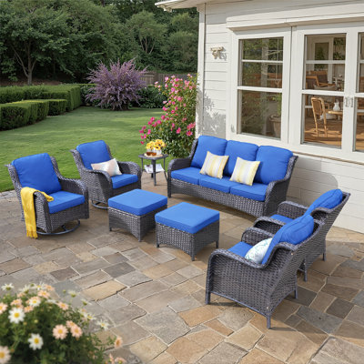 Wicker/Rattan 7 - Person Seating Group With Cushions