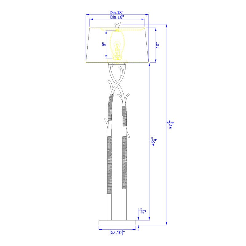 Lampe sur pied traditionnelle 57,75 po Alesio