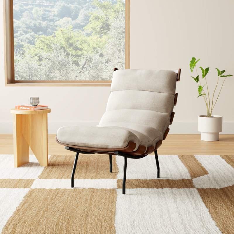 Malin Modern Accent Chair, Oatmeal Polyester Blend