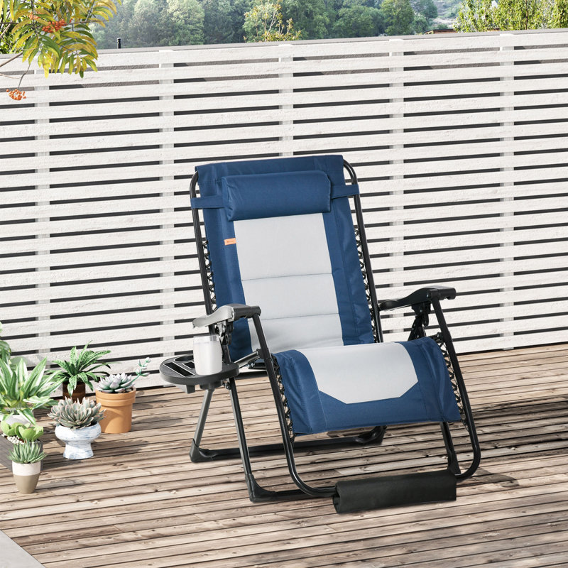 Chaise longue d'extérieur pliable avec repose-pieds Outsunny, Blue