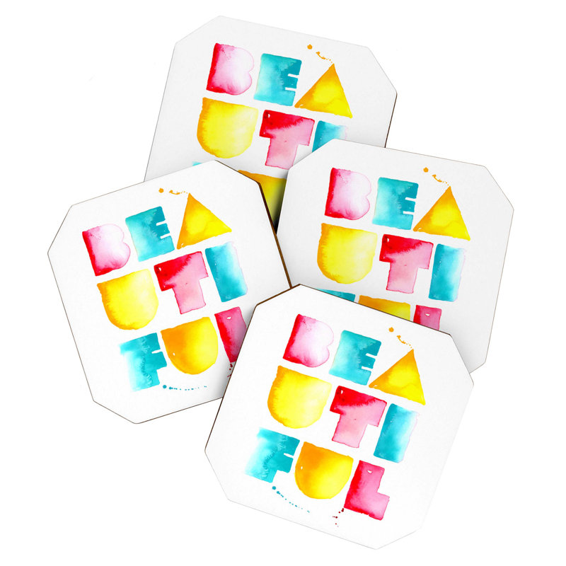 Wood 4 Piece Coaster Set