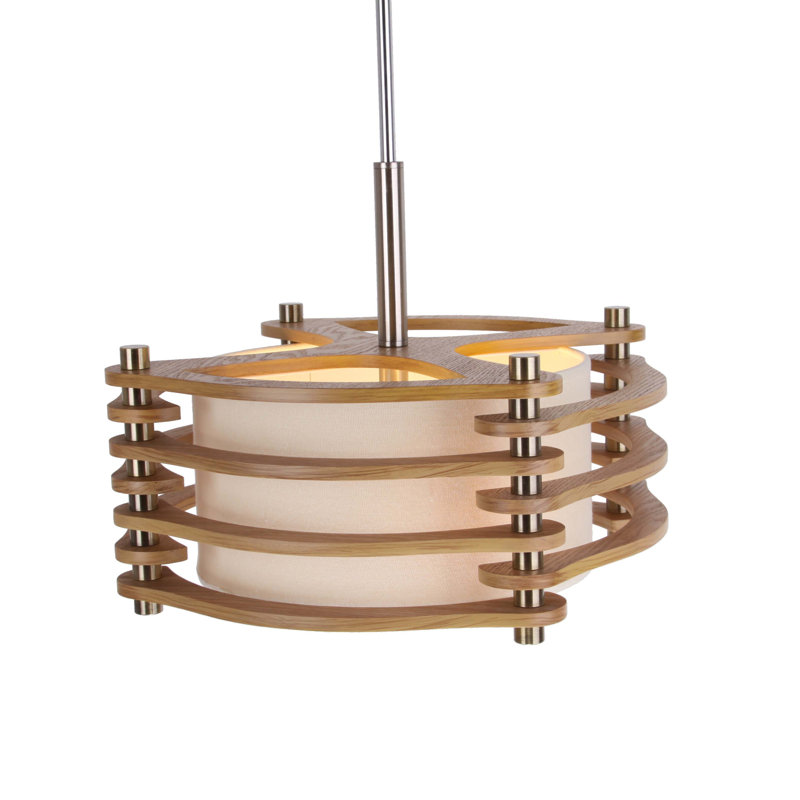 Steps 3 - Light Shaded Pendant, Brushed Brass, Ash