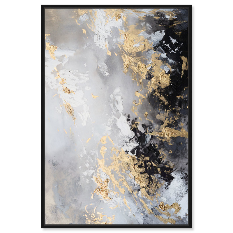 «Dusky Earth Canvas», peinture noire abstraite par Art Remedy, Cadre noir, H 25 po x l 17 po