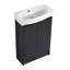 Meuble-lavabo autoportant de 23 po avec lavabo intégré et support de rangement assorti, finition châtaignier noir ou blanc brillant, fabrication en contreplaqué