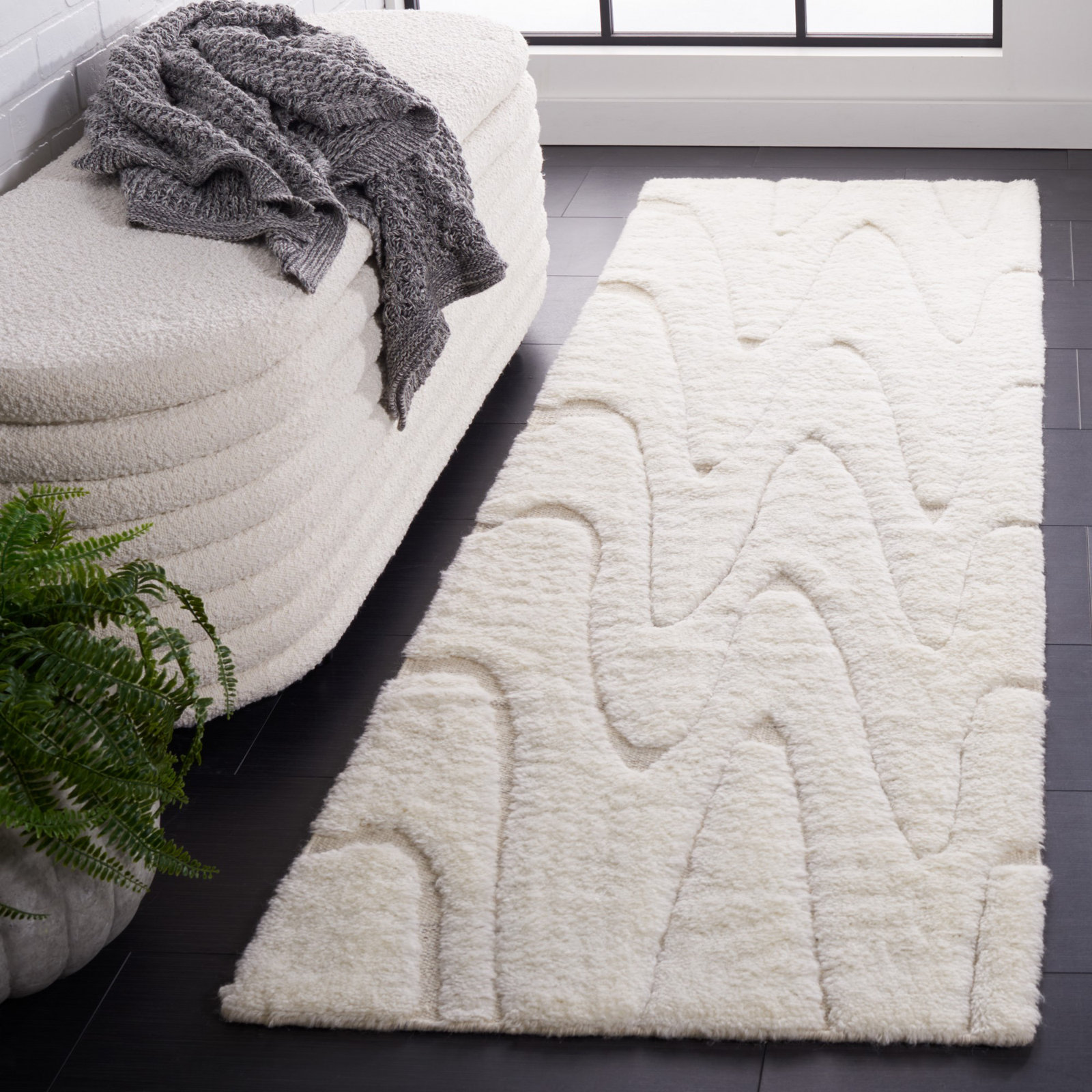 Martinique Ivory Beige Hand-Woven Flatweave Rug, Runner 2'3" x 8'