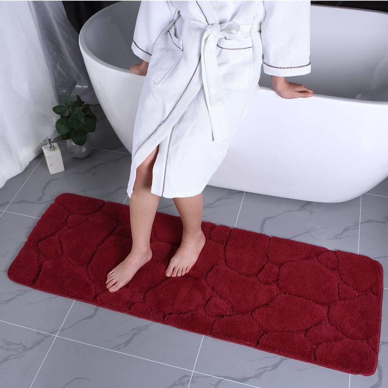 Kaleiya Microfiber Non-Slip Bath Rug, Beige, Runner 1" H x 20" W x 55" L