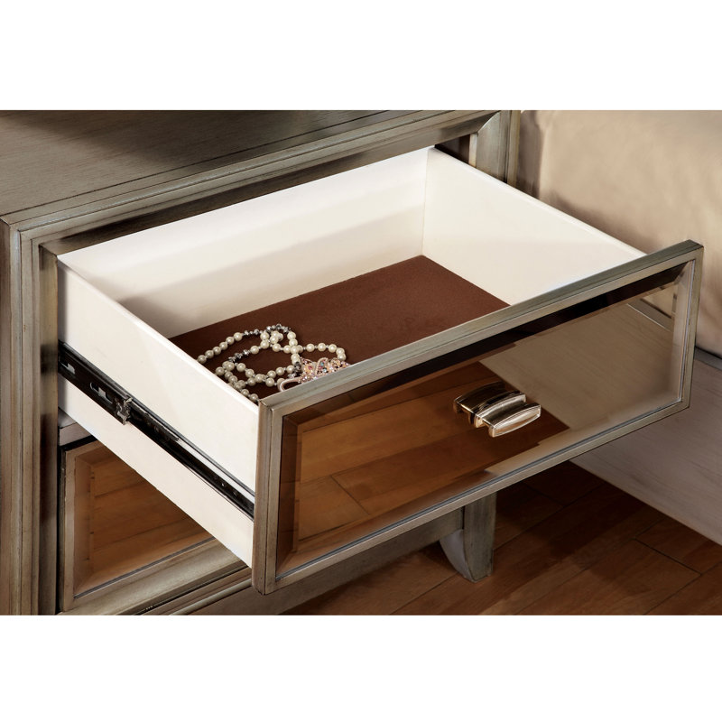 Table de chevet 2 tiroirs Bellair, Argent
