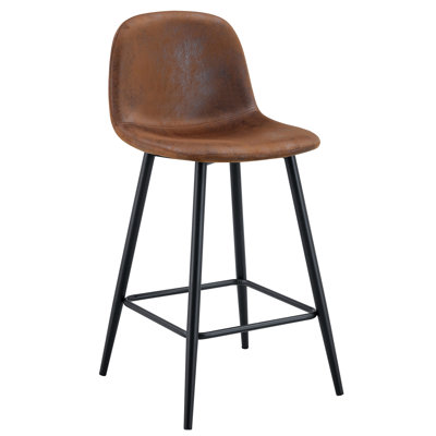 Deux chaises de bar confortables en tissu brun avec entretoise pour plus de stabilité, support de poutre, tissu doux facile à assembler, plusieurs options de couleurs