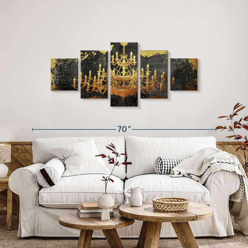 Lustre doré, H 24 po x l 55 po