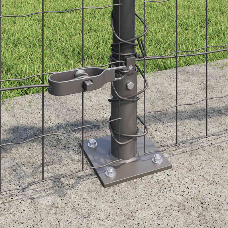 Vidaxl Fence With Posts Steel, Grey, 40cm H x 1000cm W x 3.2cm D