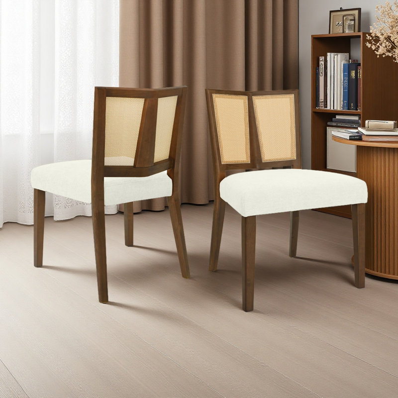 Ensemble de 2 chaises en rotin, Noyer, Beige