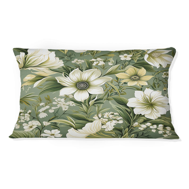 Coussin décoratif imprimé floral vert
