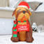 Chien gonflable de Noël de 5 pi portant un chapeau avec des DEL intégrées