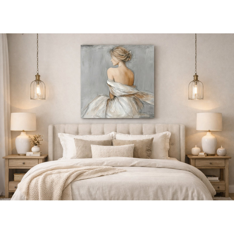 «Graceful Silence - Romantic Woman», art mural sur toile tendue, H 40 po x l 40 po