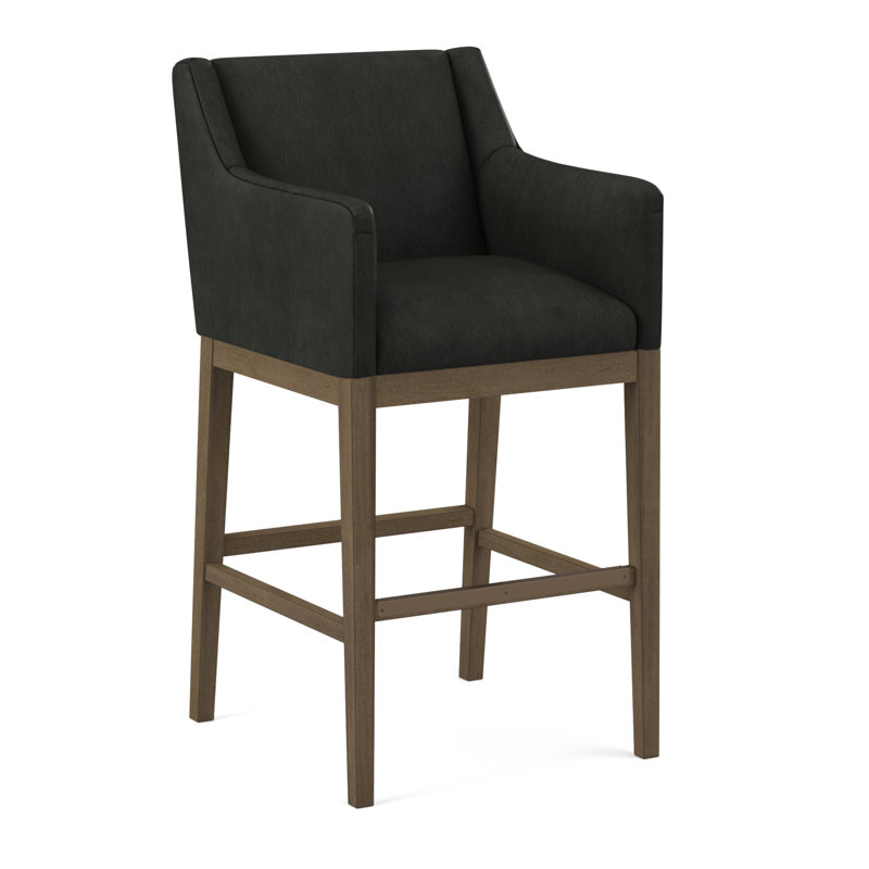 Upholstered Stool, Salvador Asphalt, Weathered Gray