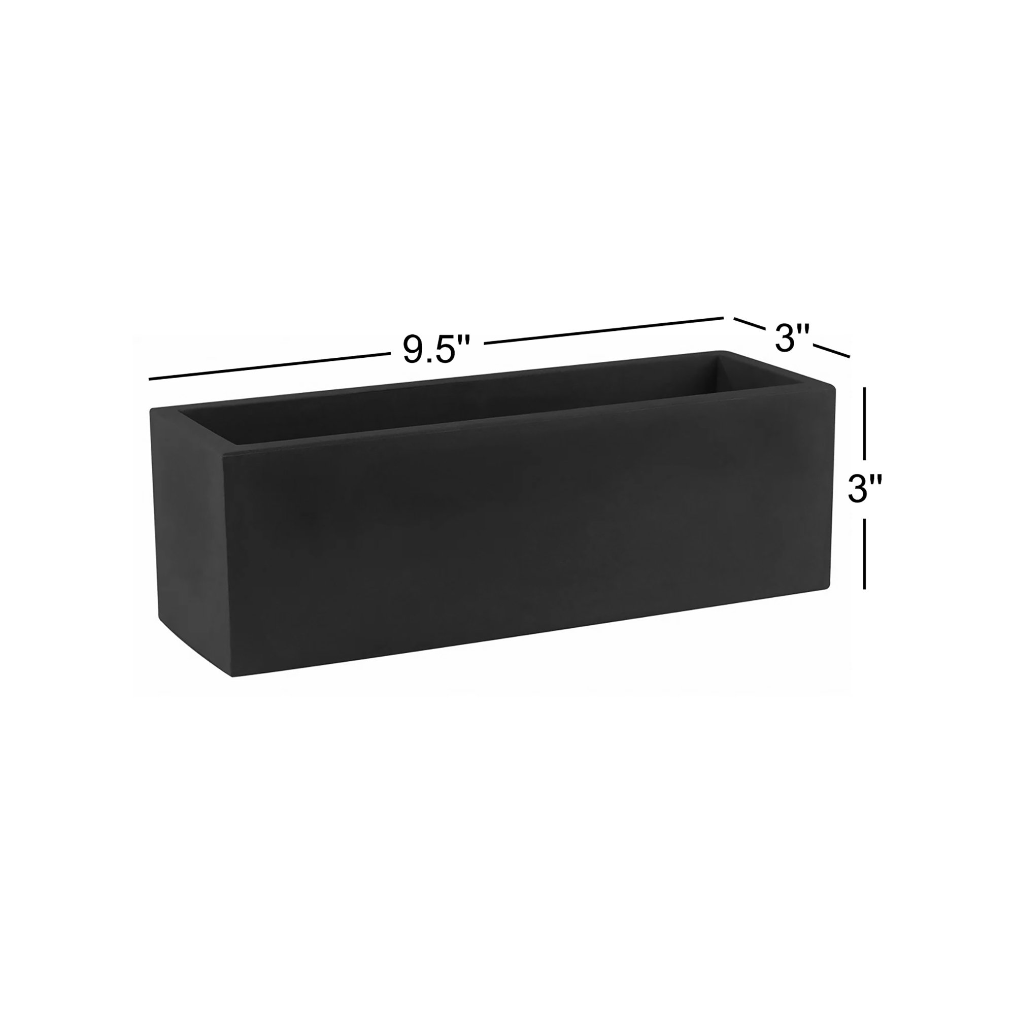 Jardinera Resin Planter Box, 3" H x 9.5" W x 3" D, Black