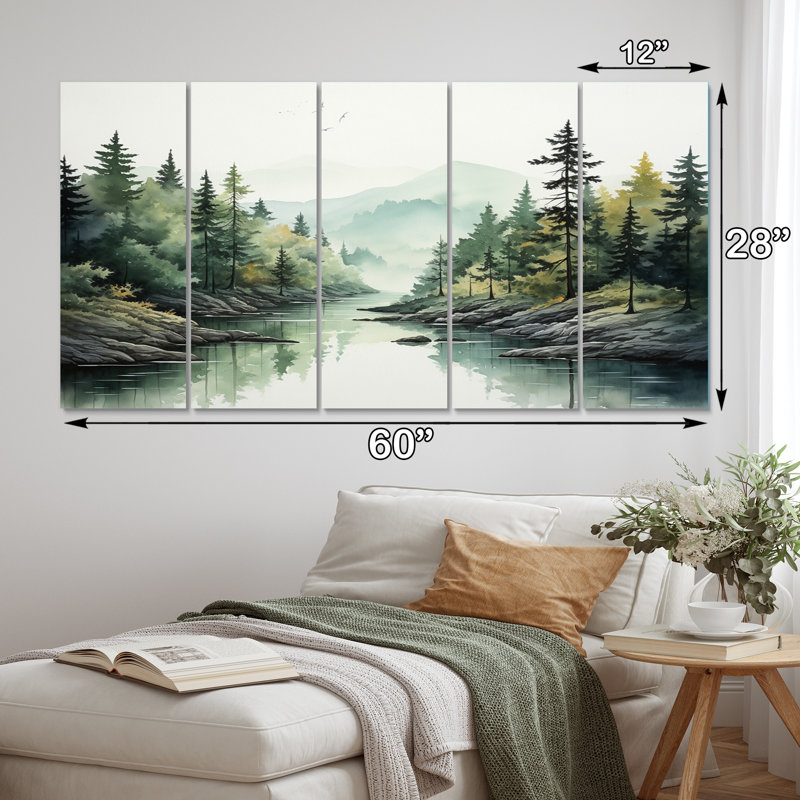«Tranquil Forêts», impression sur toile 5 pièces