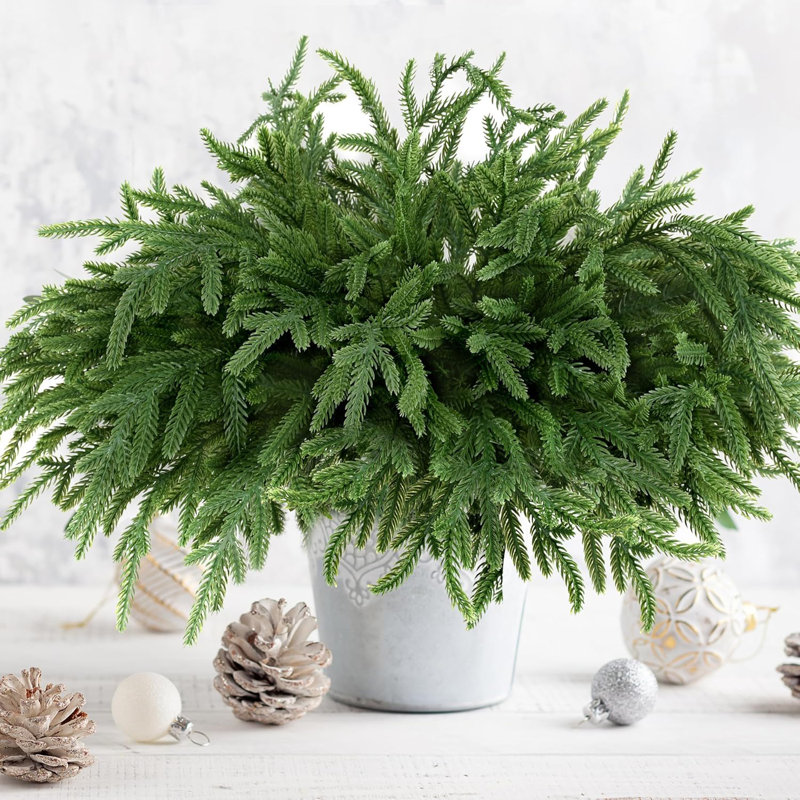 12pcs Artificial Norfolk Pine Branches