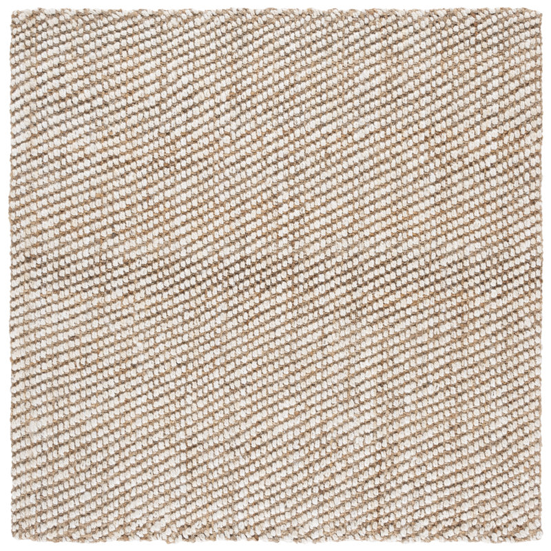 Natural Fiber Handwoven Jute Abstract Rug, Square 6'