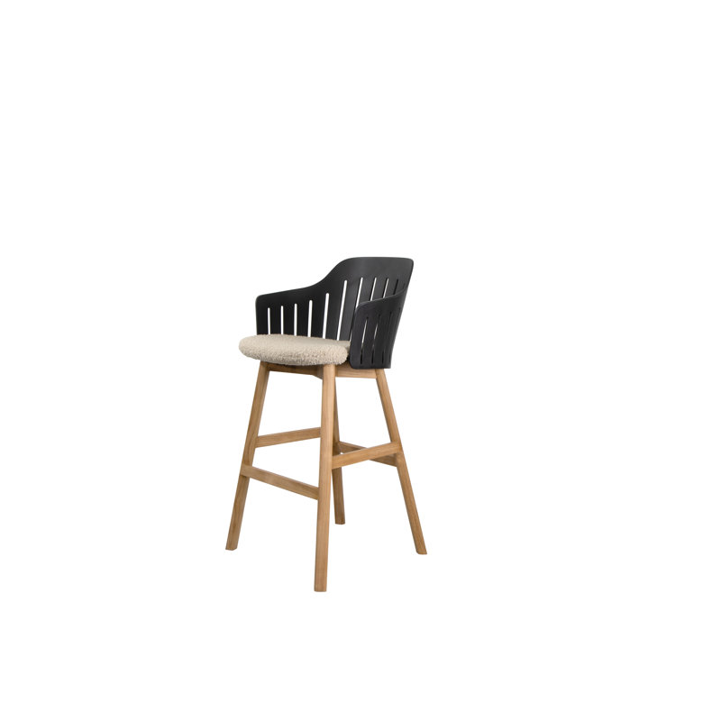 Choice Chair Indoor and Bar Four Teak Legs Base with Upholstery Cane-line Scent Seat Cover, Black/Teak