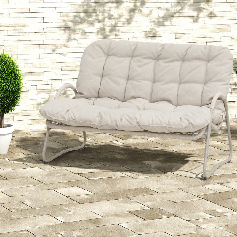 Comfortable Patio Sofas, Steel Frame Modern Loveseat For Home Patio