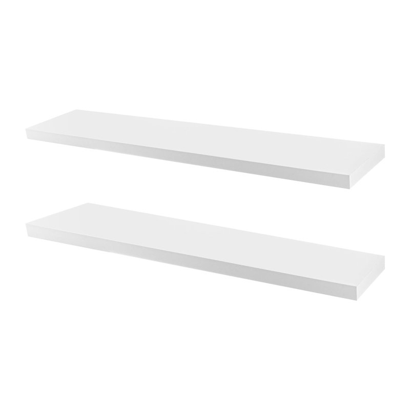 Harbour Housewares - Modern Floating Wall Shelves, 4cm H x 80cm W x 23.5cm D, White
