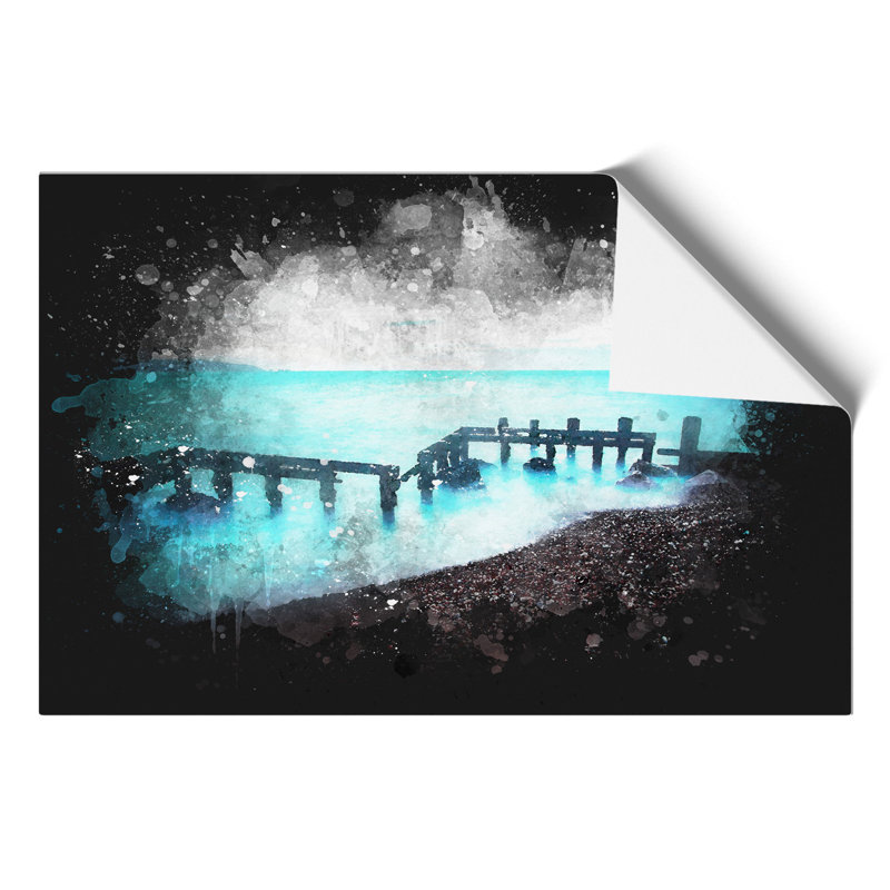 Keyhaven Beach in Hampshire Paint Splash - Frameless Print, 42cm H x 59cm W x 0.1cm D