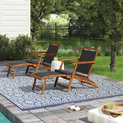 Outdoor Acacia Wood Chaise Lounge