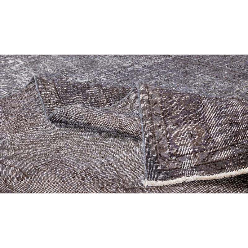 Tapis turc en laine noué à la main de 7 pi x 7 pi avec teinture grise, 4 superbes intérieurs contemporains
