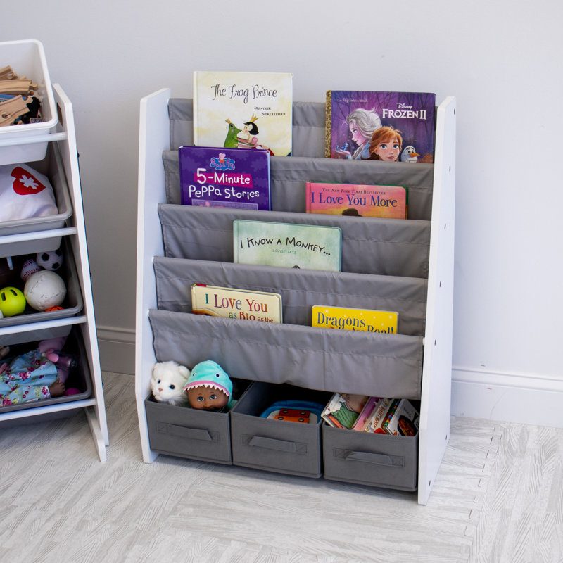 78.7cm H X 63.5cm W No Subject Toy Storage Kids Bookcase, White/Grey