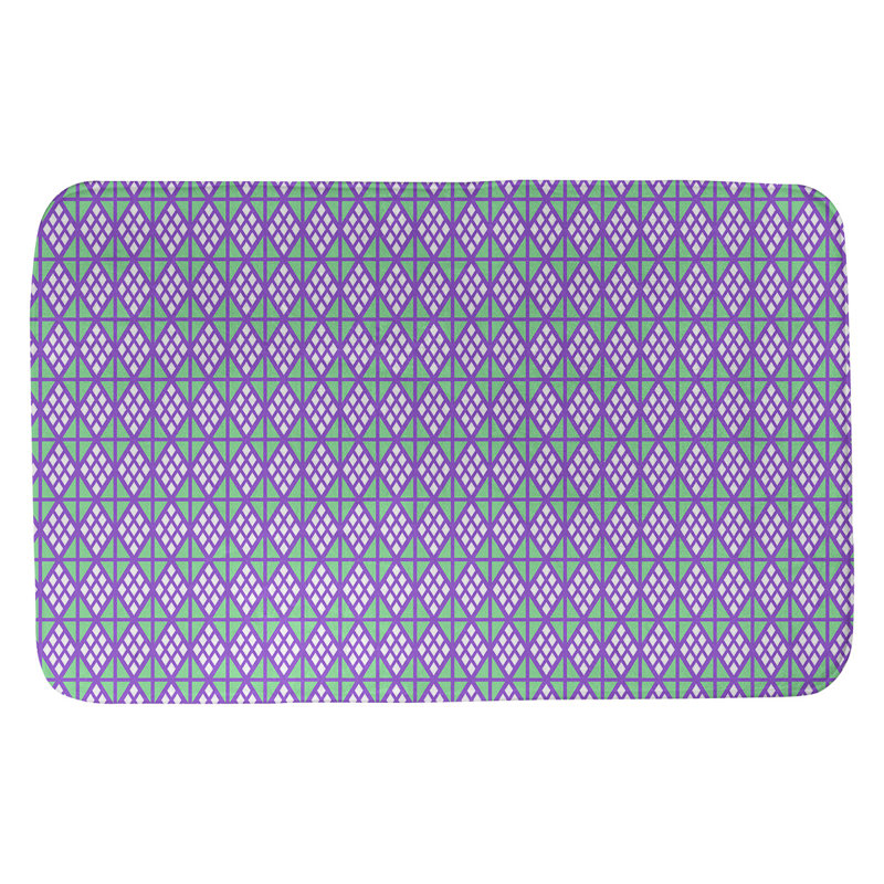 Tapis pour salle de bain diamants Leffel, l 17 po x L 24 po, Mauve / Vert