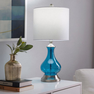 22" Contemporary Brushed Nickel Accent Lamp for Living Room and Bedroom