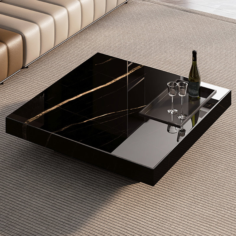 Table basse en marbre de lumière naturelle, H 11,81 po x L 47,24 po x l 47,24 po