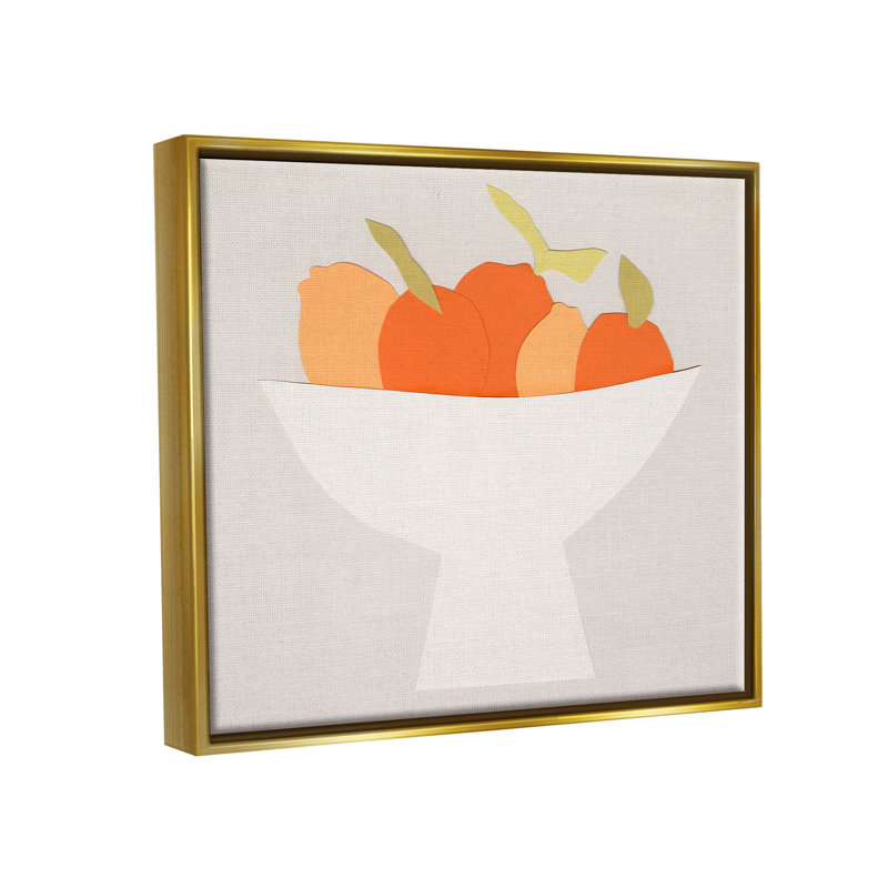 Art contemporain giclée orange de citron par Natalie Sizemore, H 17 po x l 21 po x P 1,7 po, Cadre flottant métallique doré