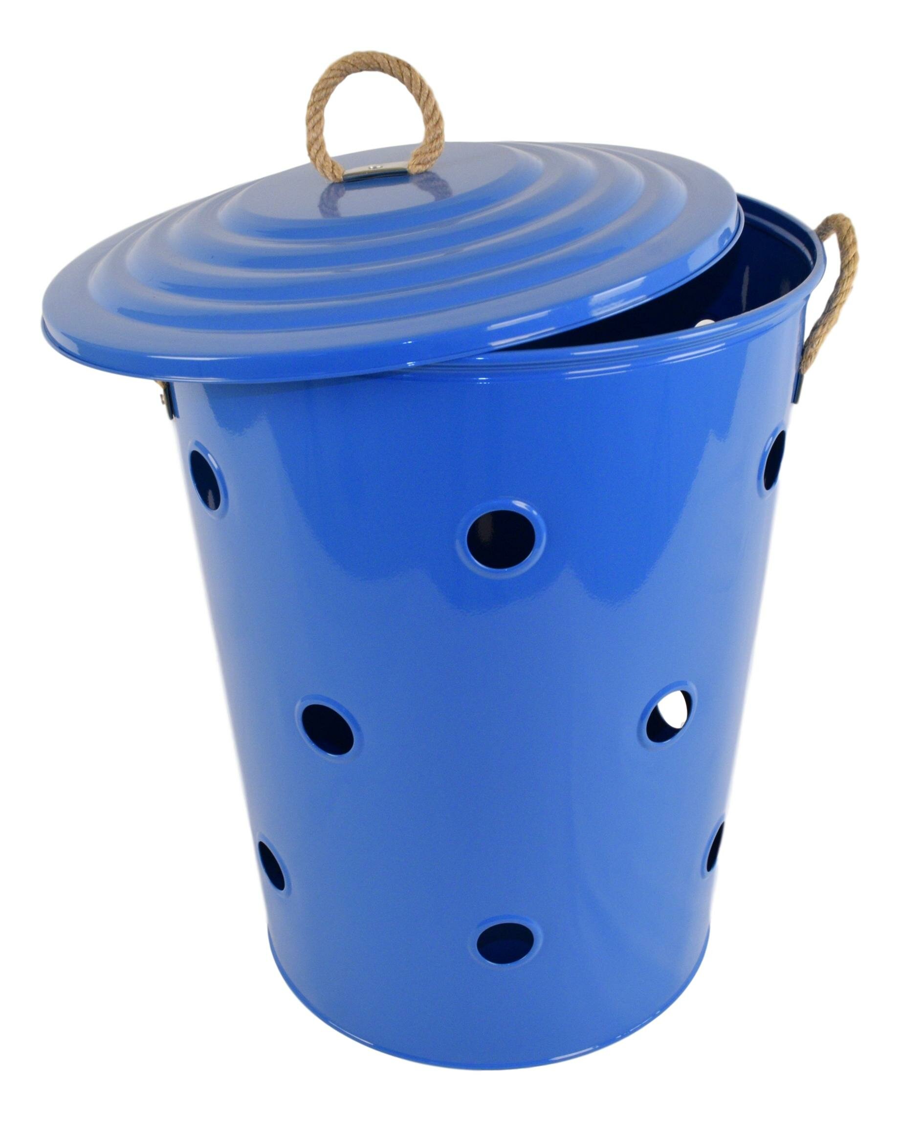 Mainstays 17 Gallon Round Plastic Tub with Rope Handles, Blue, Set